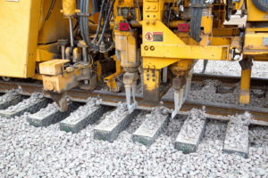 Construction of TEXRail track at Grapevine Main Street Station