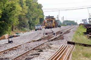 New construction TEXRail train track at Smithfield station