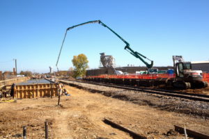 Construction workers building the new Smithfield Station for TEXRail