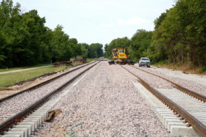 New construction TEXRail train track at Smithfield station