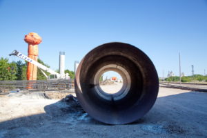TEXRail train track construction at Peach Yard Cold Springs Road Fort Worth, Texas