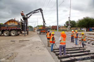 Construction of TEXRail track at Grapevine Main Street Station