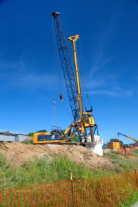 Construction of TEXRail track at Trinity River Crossing in Fort Worth, Texas