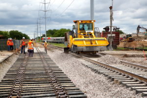 Construction of TEXRail track at Grapevine Main Street Station