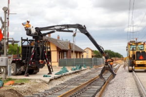 Construction of TEXRail track at Grapevine Main Street Station