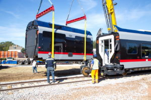TEXRail Train unloading in Grapevine, Texas