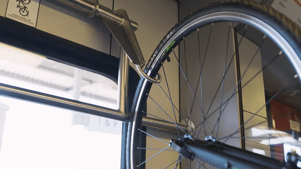 Bike rack on Trinity Metro TEXRail