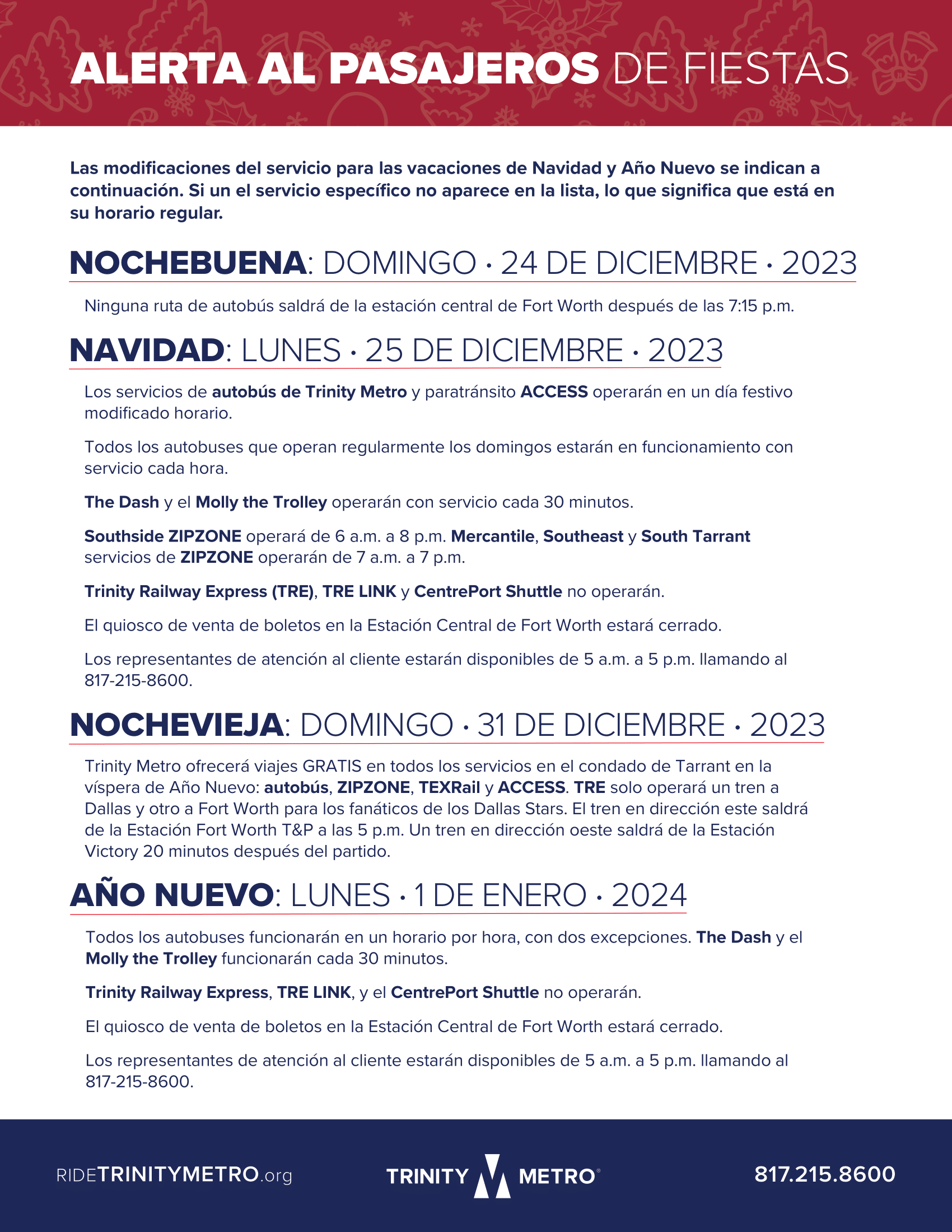 Holiday Rider Alert - Flyer - ESP-1